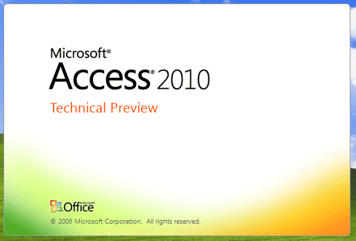 Le nouveau splash screen Microsoft ACCESS - Office 2010